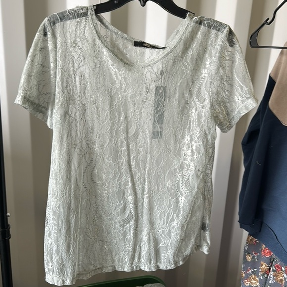 BKE Tops - From Buckle lace short sleeve top